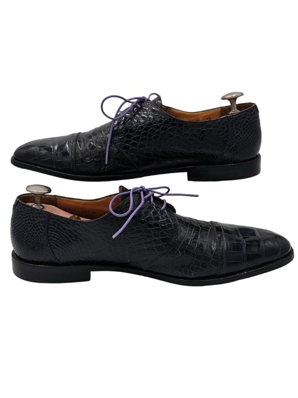 Vintage Exotic Full Alligator Men 15 Black Dress Shoes Paolo De Marco Oxfords - Picture 12 of 14